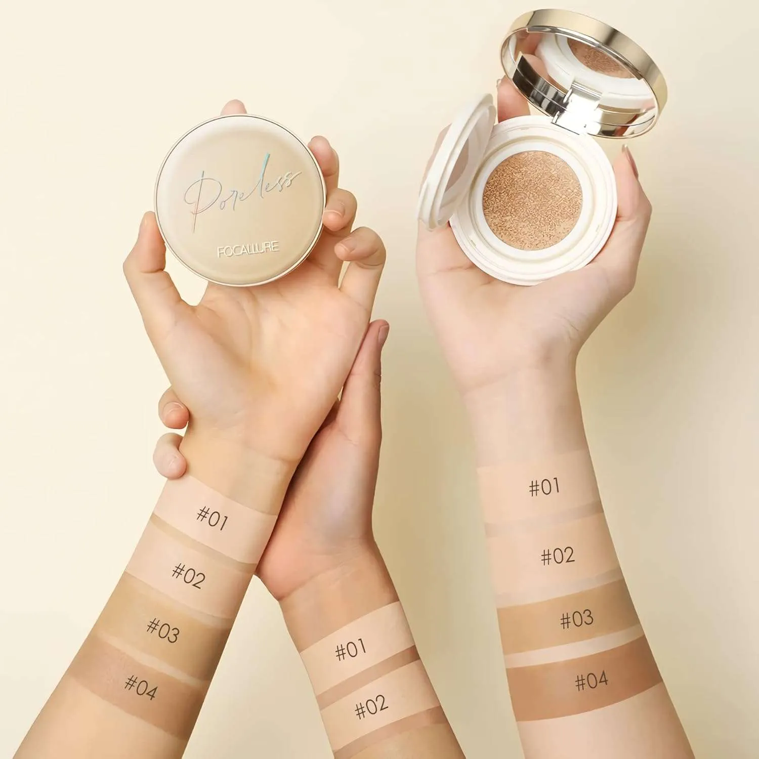 FOCALLURE Poreless BB Cushion Foundation – Full Coverage & Matte Finish