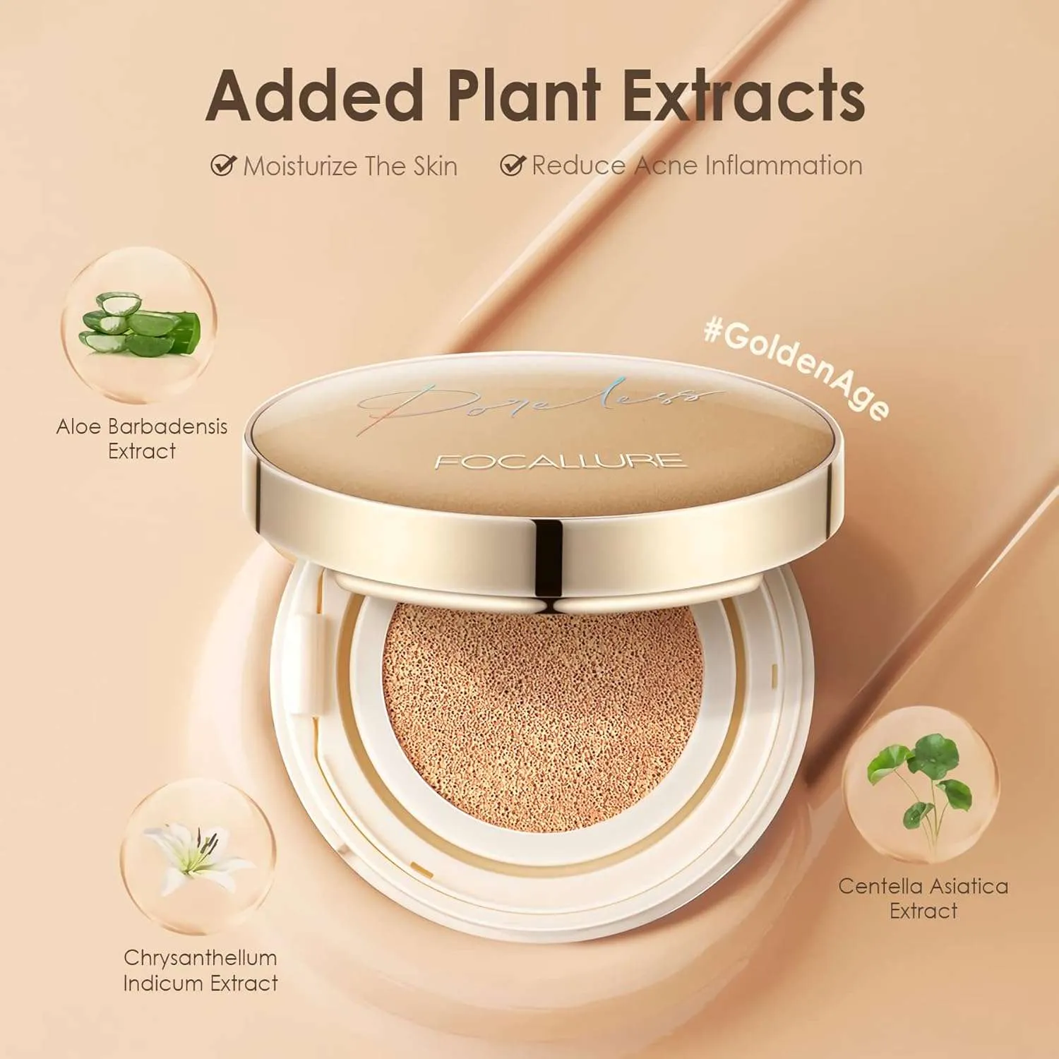 FOCALLURE Poreless BB Cushion Foundation – Full Coverage & Matte Finish